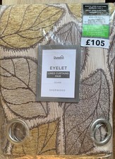 Dunelm Sherwood Ochre & Brown Leaves Eyelet Curtains - 6 sizes