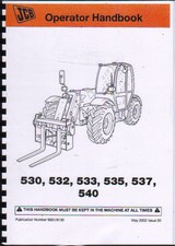 JCB 530/532/533/535/537/540 Telescopic Handler Loader Operator Handbook