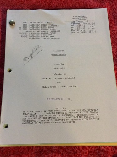 Original script dragnet three - script,
