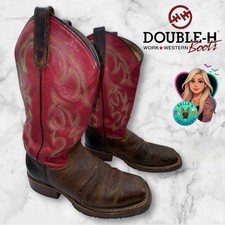 Double-H Boots Mens 7.5M Brown Red Leather Mid Calf Cowboy Western Boots DH5101