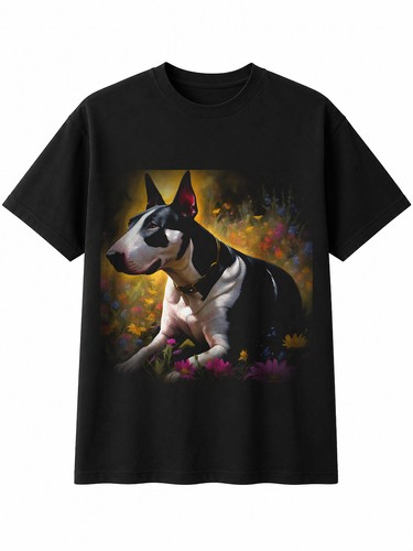 Bull terrier with flowers dog - bull,