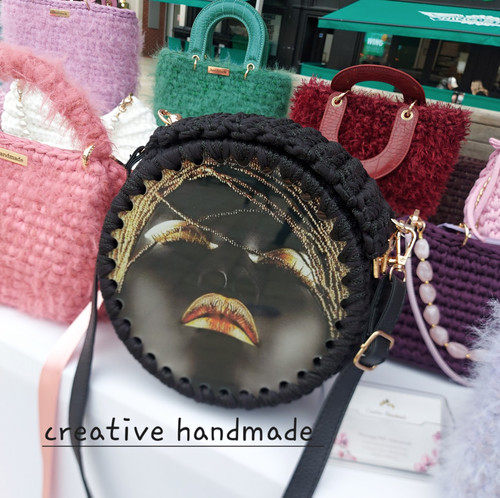 Handmade round black crochet - round,