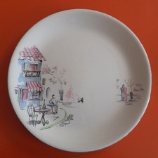 Vintage Retro 50s Alfred Meakin Montmartre Paris Cafe Print China Dessert Plate