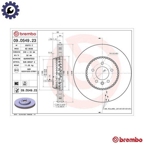 Brake disc d549 23 - brake, for