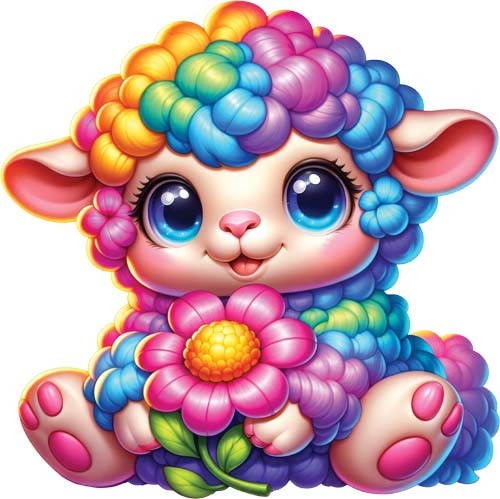 Colourful baby sheep wall art - sheep,