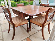 Antique Georgian c1820 Mahogany Drop Leaf Pembroke Pedestal Dining Table 4 Chair