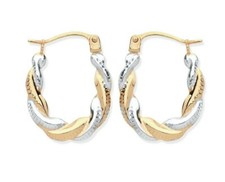 9CT GOLD CHILDREN'S CREOLE HOOP EARRINGS - MULTI TONE GOLD - SOLID 9CT GOLD