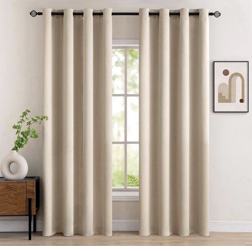 Miulee velvet curtains beige - velvet,