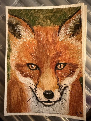 Aceo original fox - fox, painting