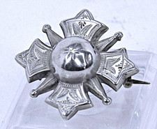 Kitemark Lozenge for 1877 Antique Victorian Silver Brooch Maltese Cross 925