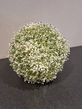 25cm White Artificial Gypsophila Pomander with remote battery lights included