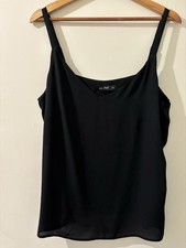 F&F Black Satin Cami Top UK 14