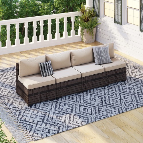 Piece brown rattan - sofa, set