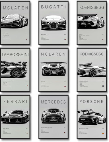 9pcs super car posters for - 9pcs,