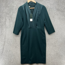 Hobbs Dress Womens Size UK 14 Green A Line Satin Formal Occasion Office Alisa