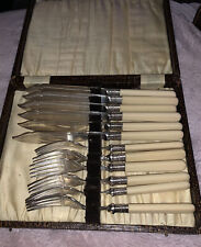 Vintage cream handled cutlery set in box