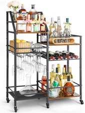 Bar Cart with Wine Rack and