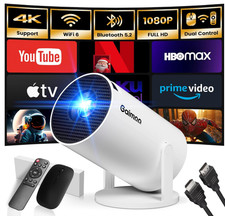 Mini Projector 1080P FHD 4K Support Portable Projector with WiFi and Bluetooth 