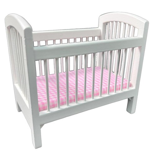 Dolls house white - house, cot