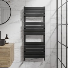 DuraTherm Flat Panel Heated Towel Rail Matt Black - 1200 x 500mm