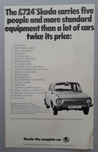 Skoda 100 equipment - equipment, &