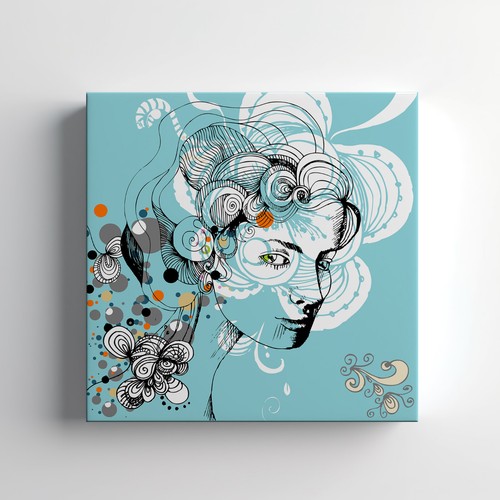 Woman abstract blue - blue, canvas