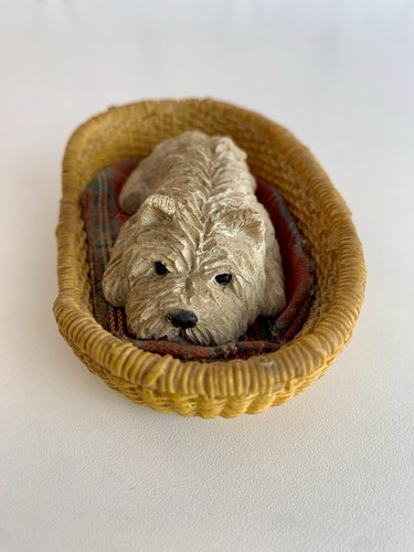 Westie dog figurine basket - westie, in