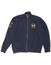 LA MARTINA Mens Graphic Tracksuit Top Jacket 2XL Navy Blue Cotton AT06