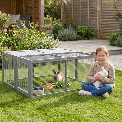 Pawhut rabbit hutch folding - rabbit,