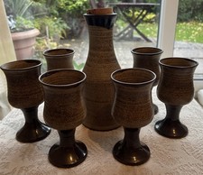 Ravenshead Head Pottery Goblets & Decanter Set -Hand Made by Brian & Joan Marris
