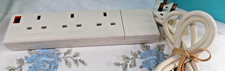 EXTENSION LEAD PLUG MAINS POWER 3 WAY GANG SOCKET WHITE 5FT ELECTRIC CABLE