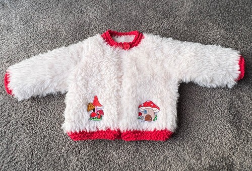New hand knitted white and - , red