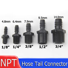 Male NPT Threaded Plastic Hose Pipe Fitting Straight Hosetail Connector Barbed