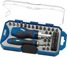 Draper 42 Piece Ratchet Screwdriver Bit Set | Stubby Grip Drivers Hand Tools | D