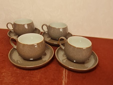 Denby Greystone Teacup and Saucer x 4
