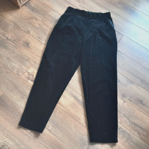 Velvet vintage trousers black - velvet,