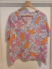 Cotton Traders Top Ladies Multicoloured Floral Tshirt Size 22