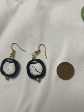 Kazuri Earrings, Ceramic Beads, Hand Made, Fair Trade, Black & White Shades Rare