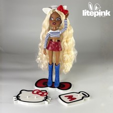 Hello Kitty x Bratz Compatible Doll Display Stands - Set of 3 - White & Red