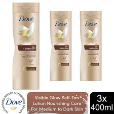 Dove Visible Glow Self-Tan Lotion Nourishing Care For Medium-Dark Skin, 3x400ml