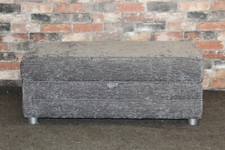 LARGE GREY FABRIC STORAGE FOOTSTOOL (582)