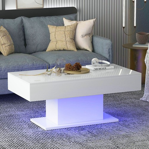 Led high gloss coffee table - coffee,