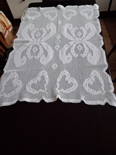 Vintage white crocheted - , oblong