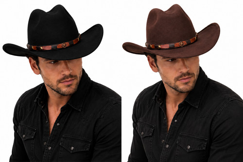 Men faux felt western cowboy - felt,