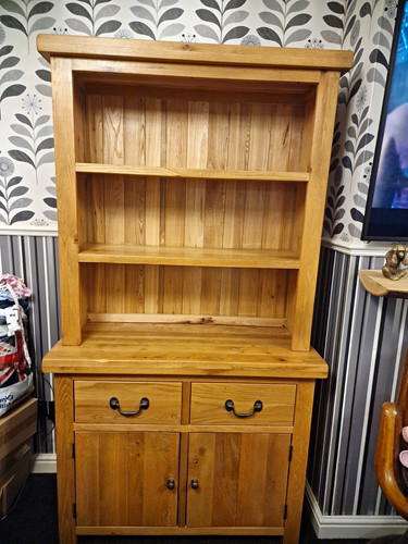Solid oak display cabinet - solid,