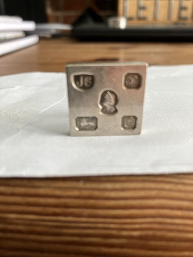Solid silver single cufflink - silver,
