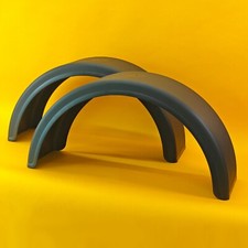 Single Wheel Mudguard PAIR Round Plastic 840x270mm Black Mud Flap Domar Truck