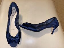 Wedding Shoes Navy blue ladies UK 7 Debut lace kitten heel Mother of the bride