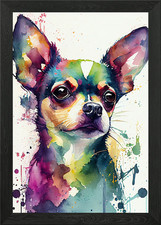 Chihuahua Watercolor Framed