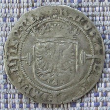 FLANDERS  silver half real of Charles V, 1516-55 with Coincraft ticket